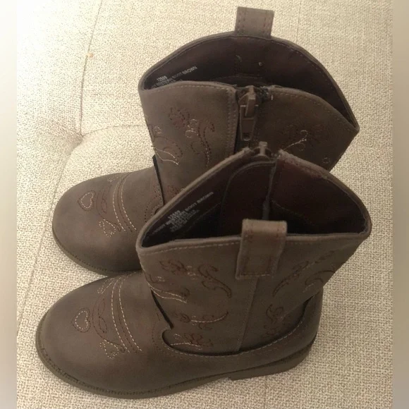 Size 8 Toddler Girls Western Boots Brown - Picture 4 of 7